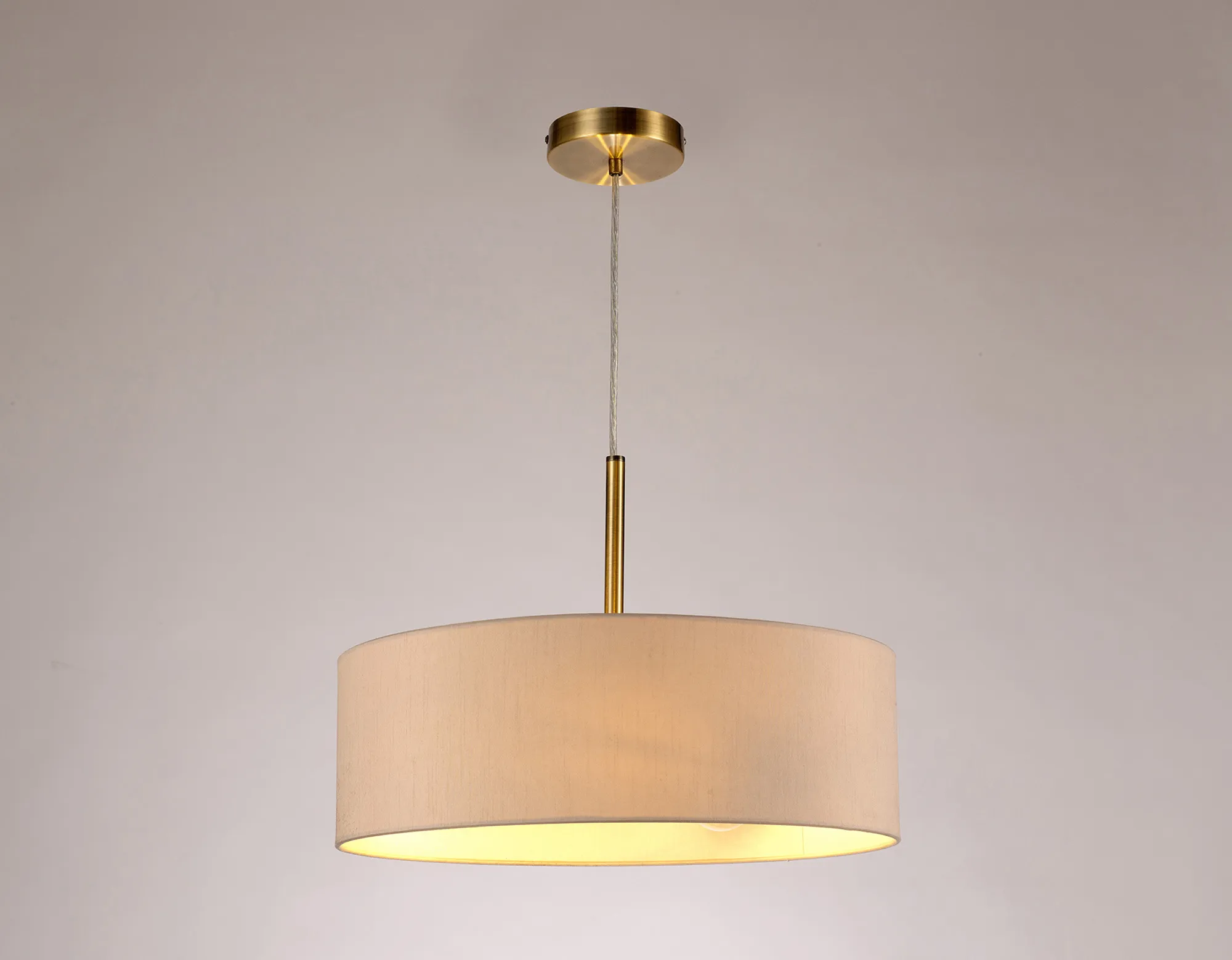 Baymont 45cm 3 Light Pendant Antique Brass, Nude Beige/Moonlight DK0705  Deco Baymont AB NU